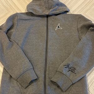 Jordan Boys Gray Zip-Up Hoodie with Logo Size XL